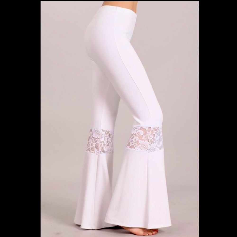 Altar’d State White Lace High Waist Bell Bottoms